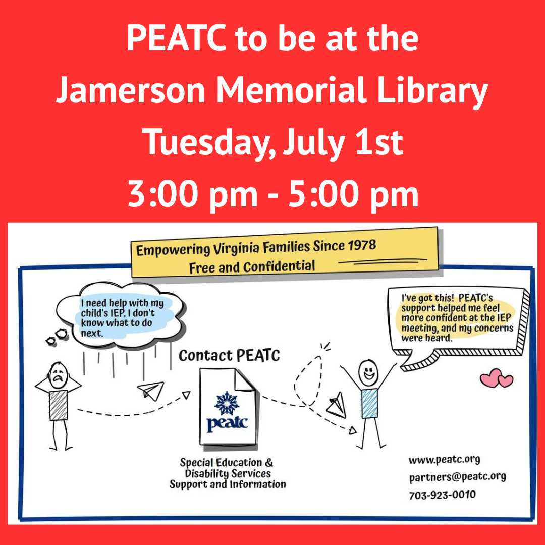 Flyer for PEATC at JML July 1