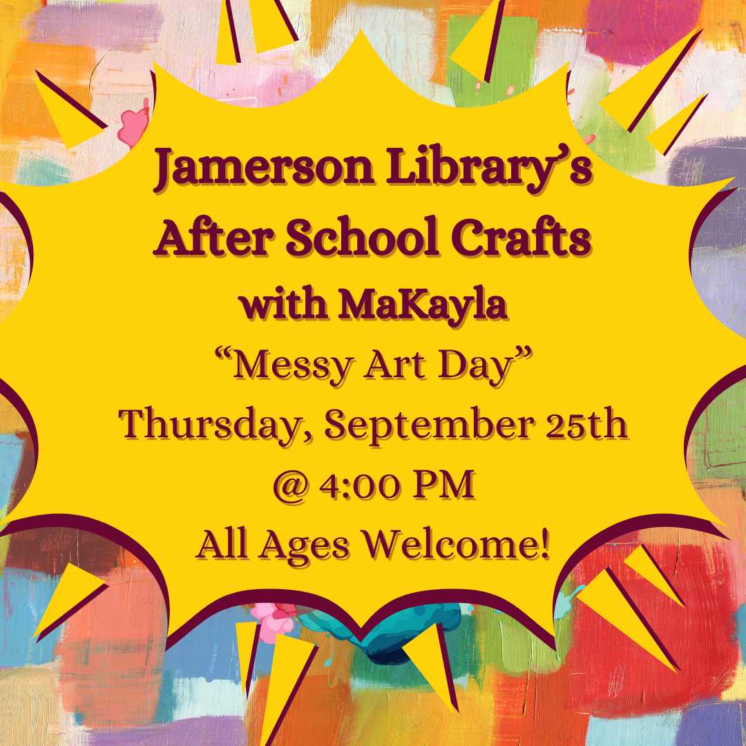Flyer for Messy Art Day Sept 25