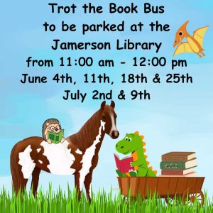 Flyer for Trot the Book Bus June and July