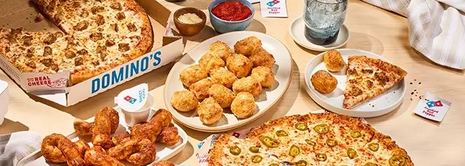 spread of domino's food items